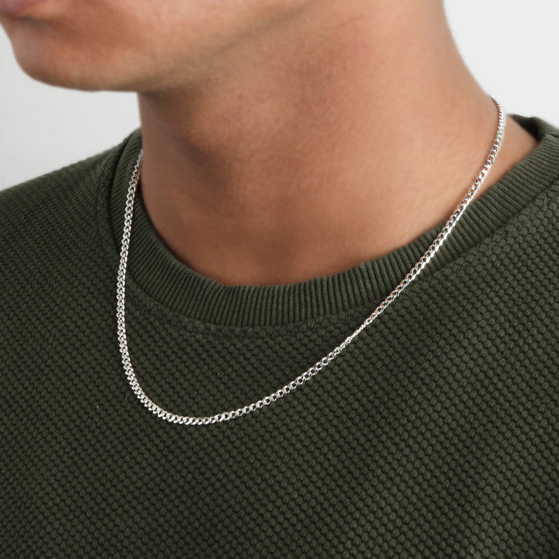 Men wearing Silver Cuban Italian Chain – stylish silver necklace for men’s fashion
