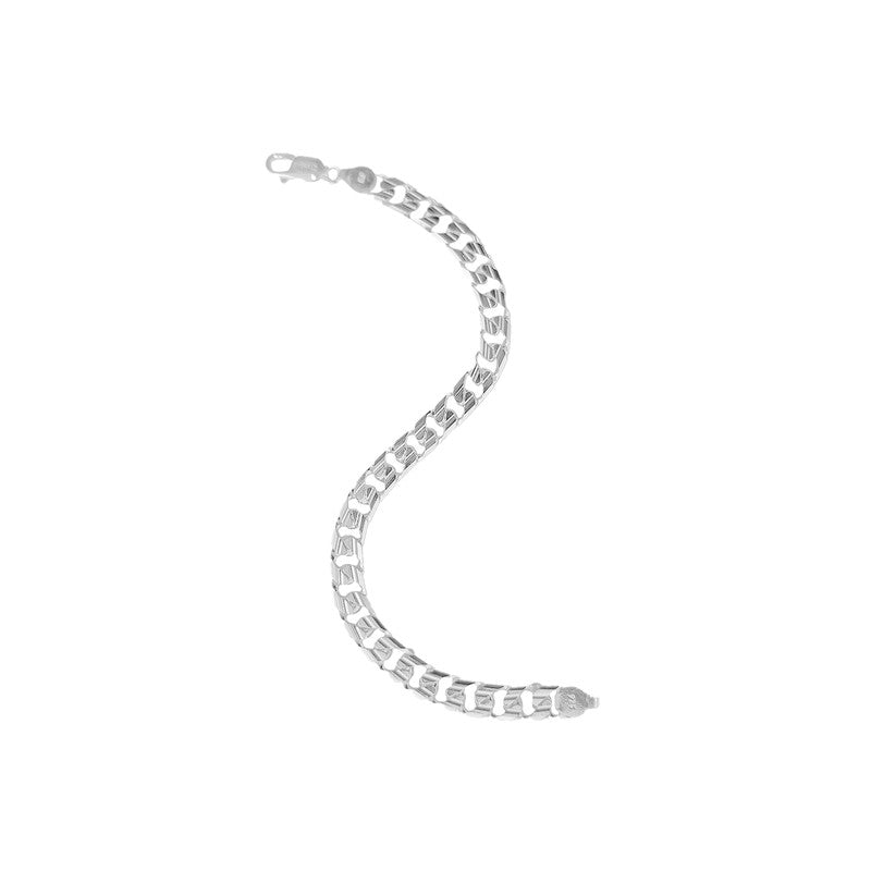 Silver Cuban Link Bracelet – classic chain design on plain background