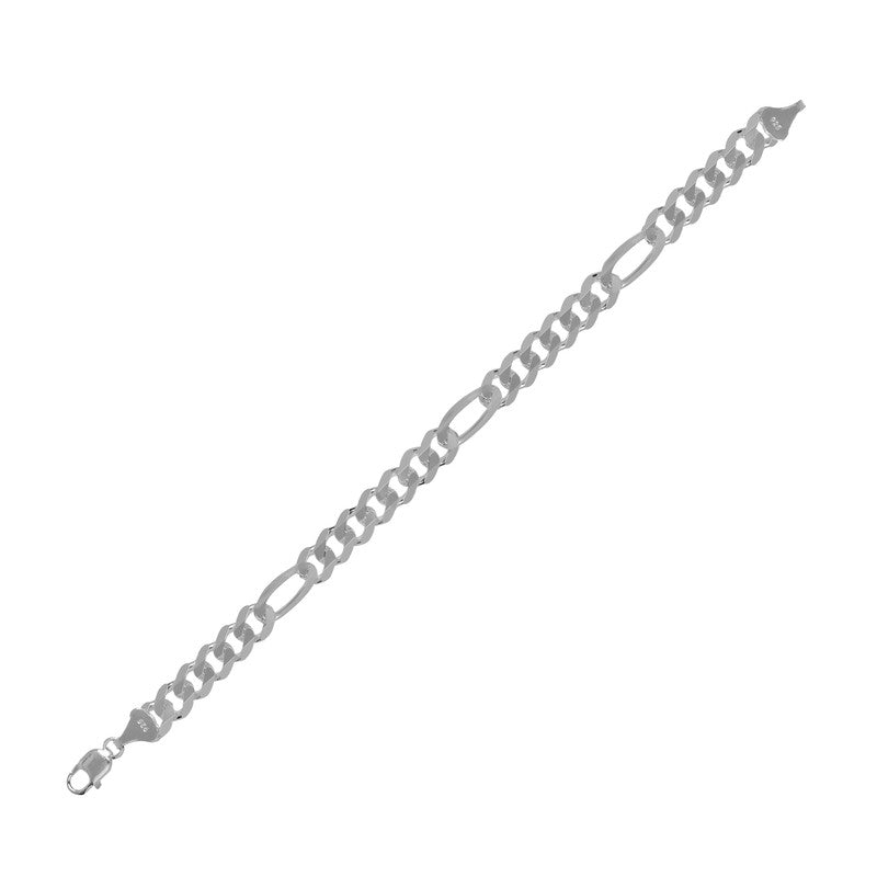 Silver Curb 8 Cuban Bracelet – classic chain bracelet on plain background