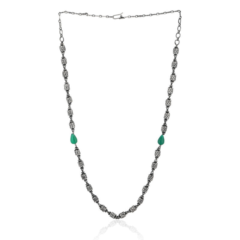 Oxidised Silver Cylinder Mala Necklace – Traditional 925 Silver Jewellery for Women, Perfect for Festive and Ethnic Wear