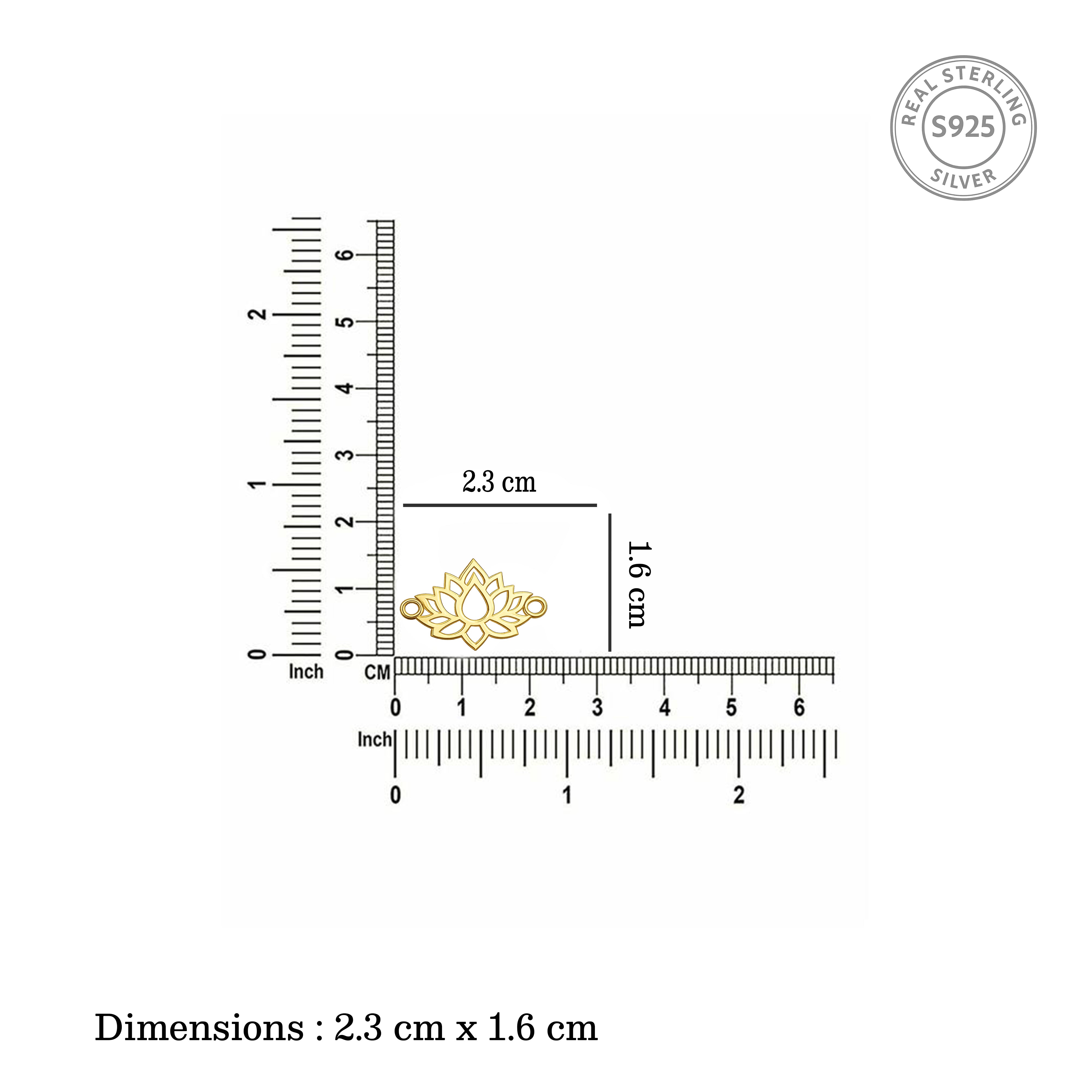 Silver Lotus Rakhi pendant measurement and dimensions