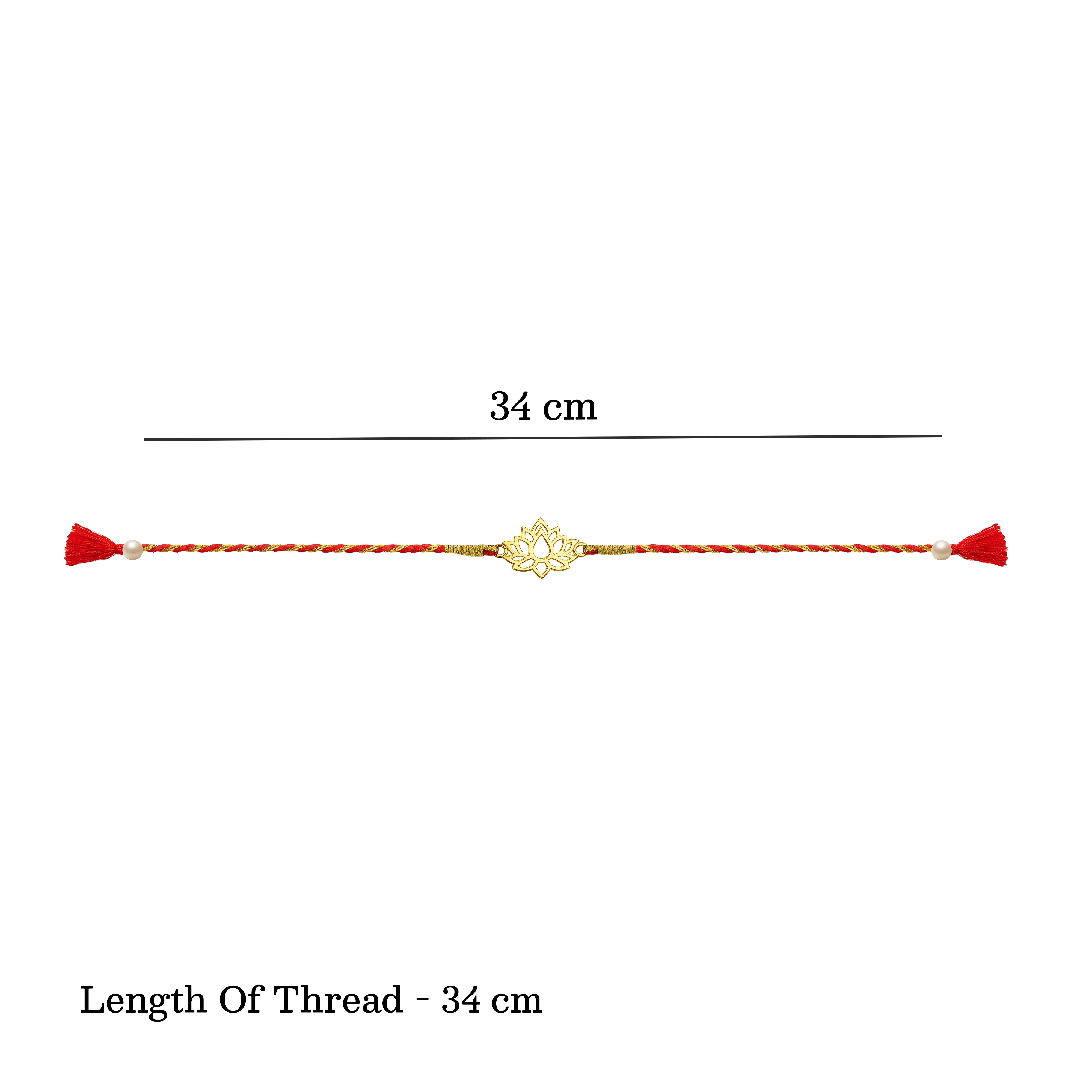 Silver Lotus Rakhi thread length and size dimensions