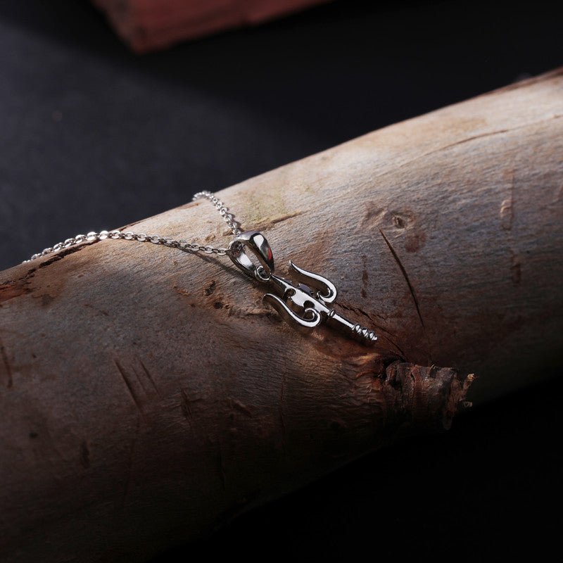 925 Silver Trishul Chain Pendant with fine details – elegant spiritual silver jewelry