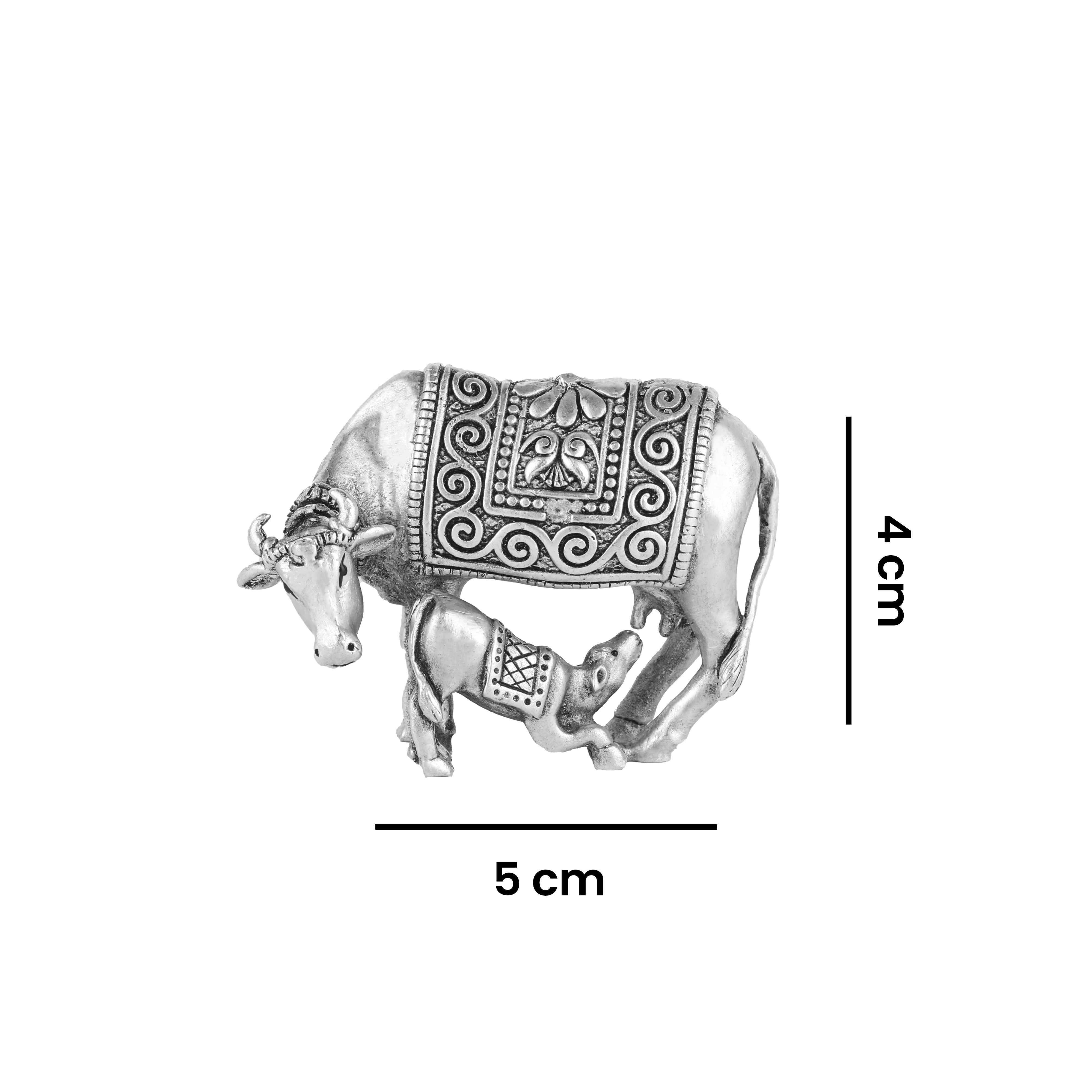 925 Silver Cow and Calf 3D Idol Set