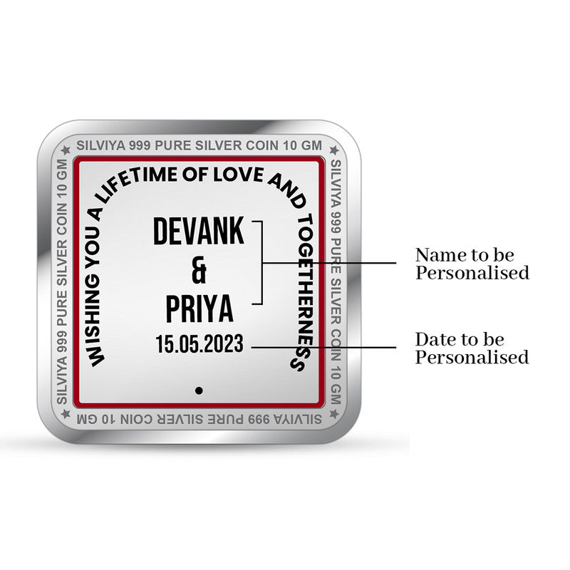 Personalized 10th Anniversary 999 Pure Silver Coin Square