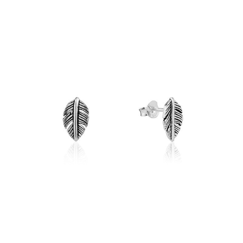 Sterling Silver Leaf Stud Earrings close-up – stylish festive jewelry for women, ideal Diwali and wedding gift.