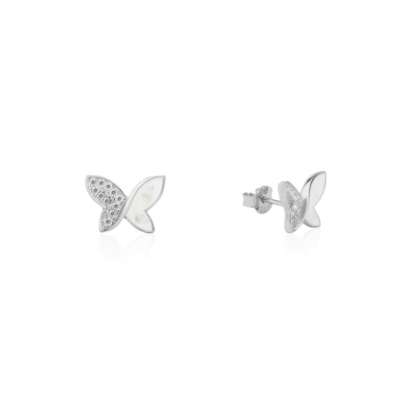 Pure sterling silver butterfly stud earrings – delicate festive jewellery for women, ideal for Diwali, Navratri, and gifting.