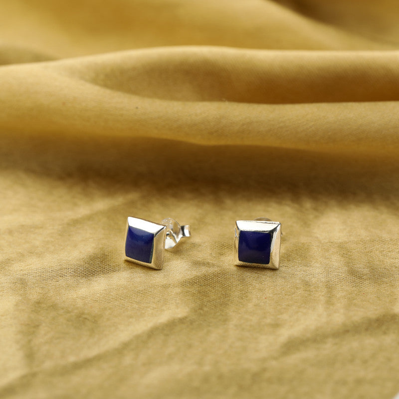 Sterling silver square earrings – stylish festive gift for Christmas, New Year, and wedding season.