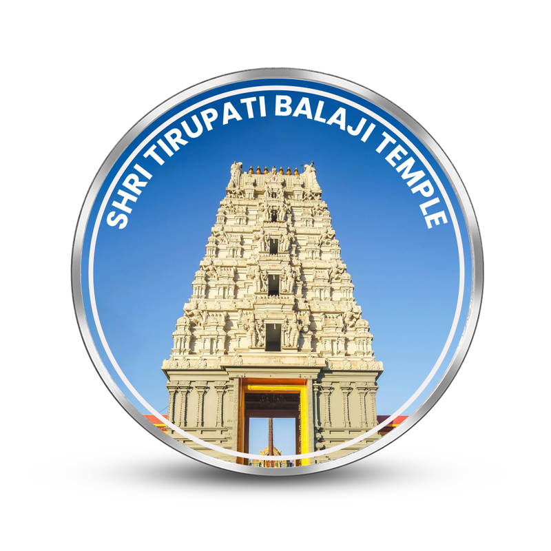 Tirupati Balaji Temple 999 Pure Silver Coin Spiritual Design frontside