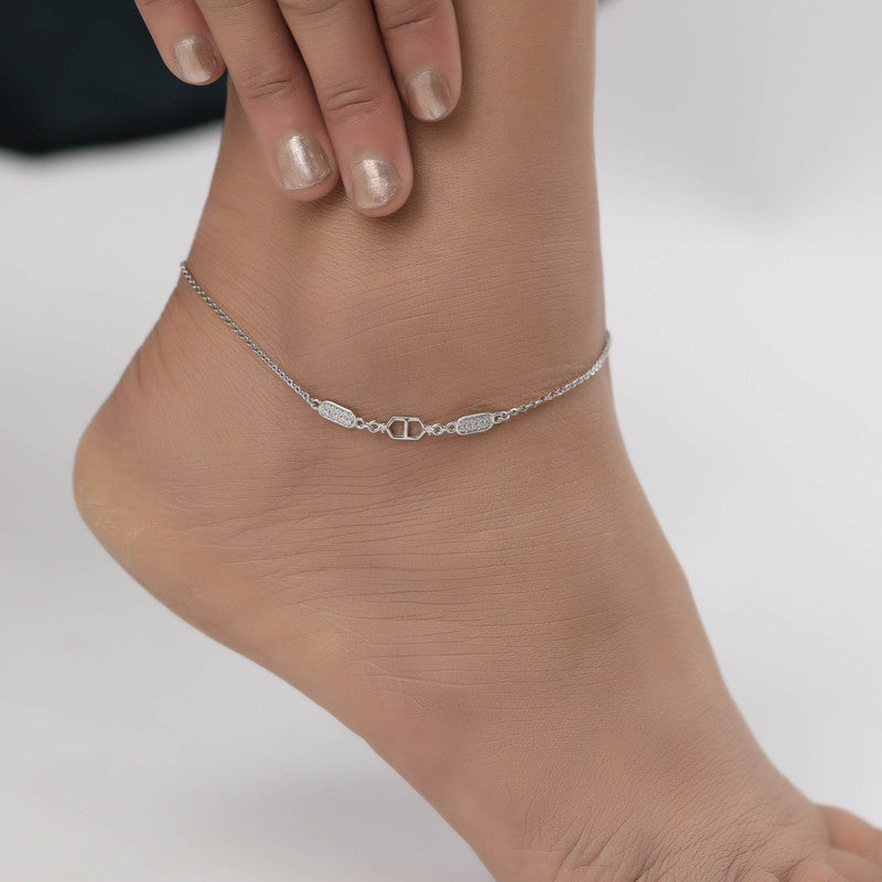 Stylish Trendy 925 Silver Anklet perfect for Navratri outfits and Diwali celebrations
