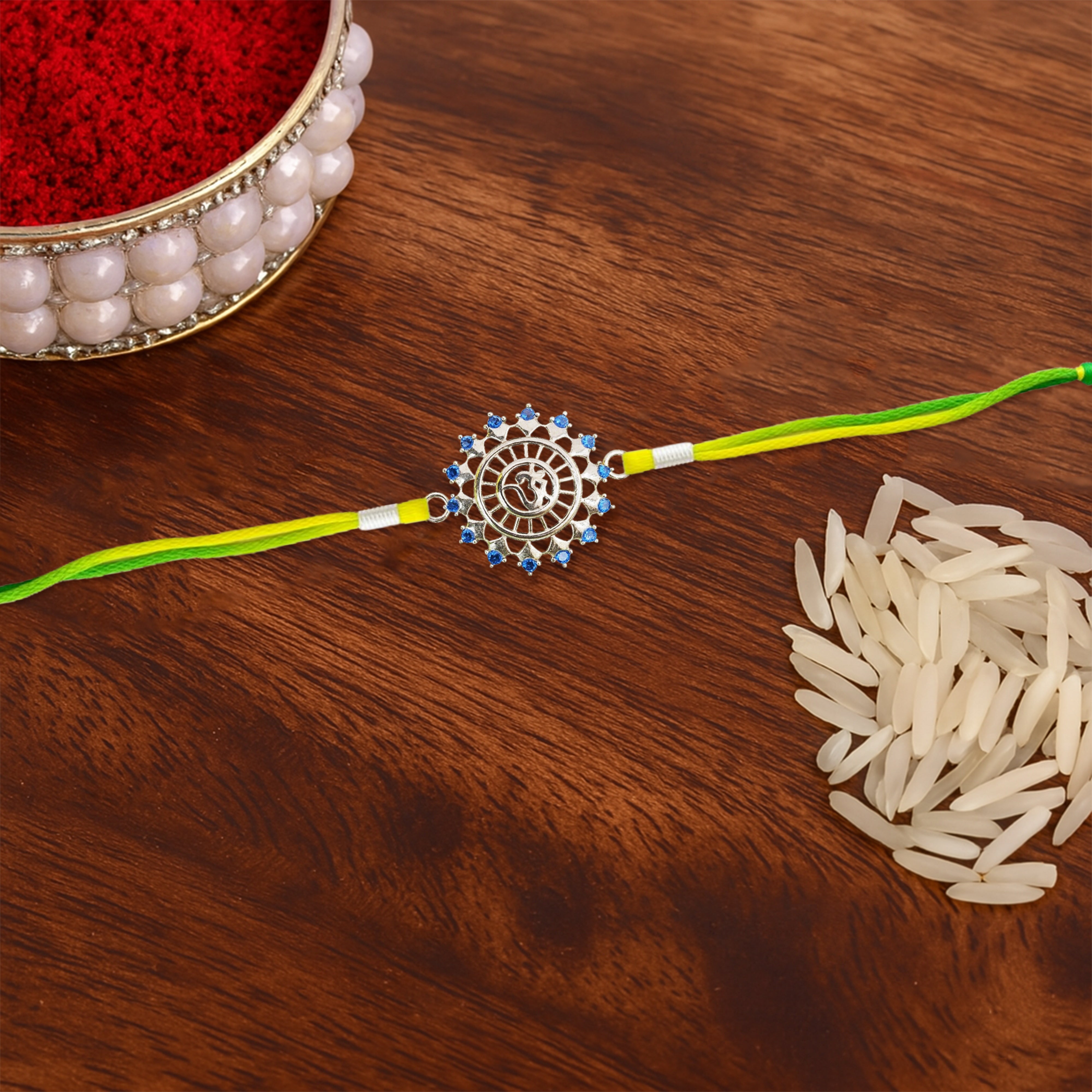 Silver Om Sun Rakhi For Brother