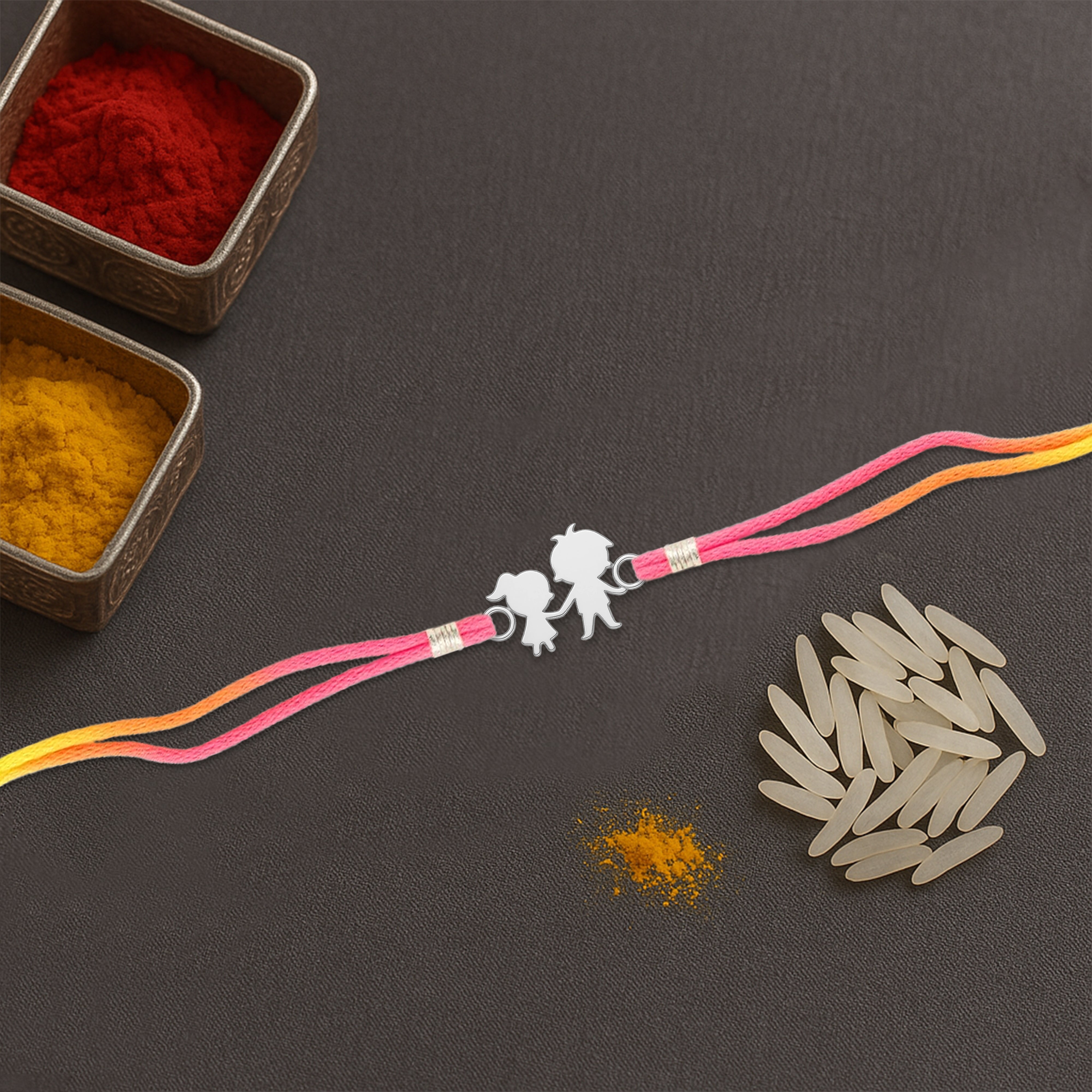 Silver Brother Sister Duo Rakhi For Brother