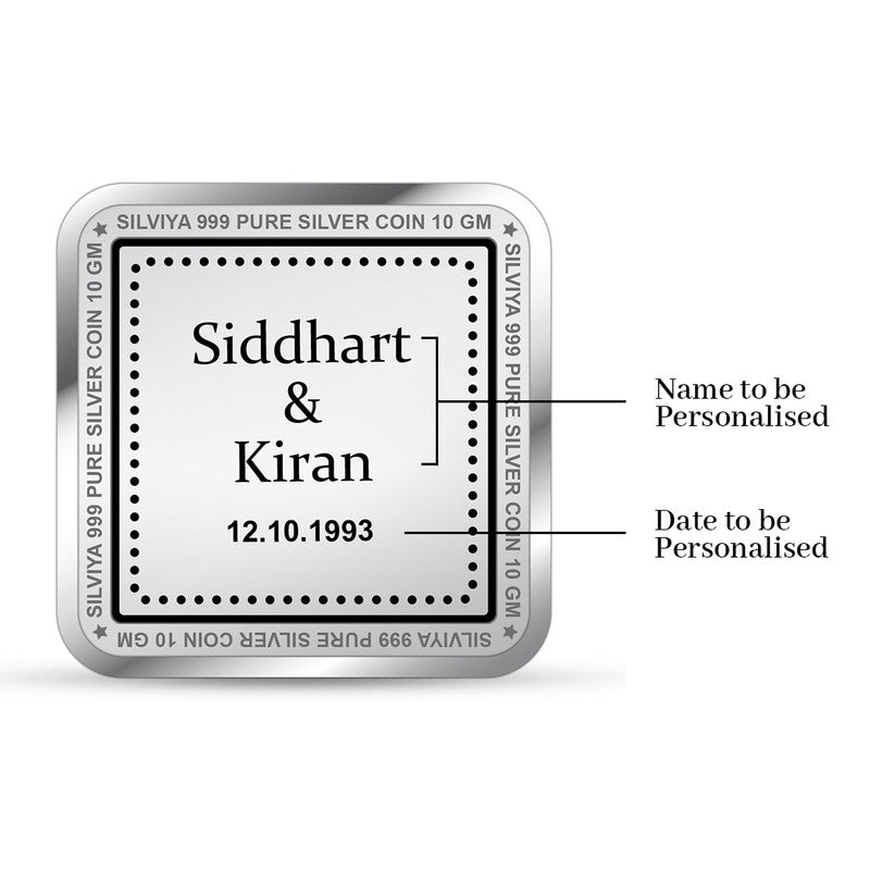 1st Anniversary Love 999 Pure Silver Square Coin – Design backside