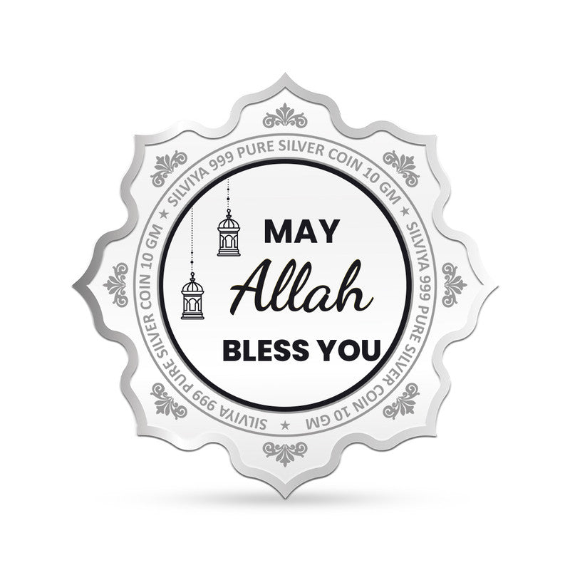 Happy Eid 999 Pure Silver Coin Lotus Shape