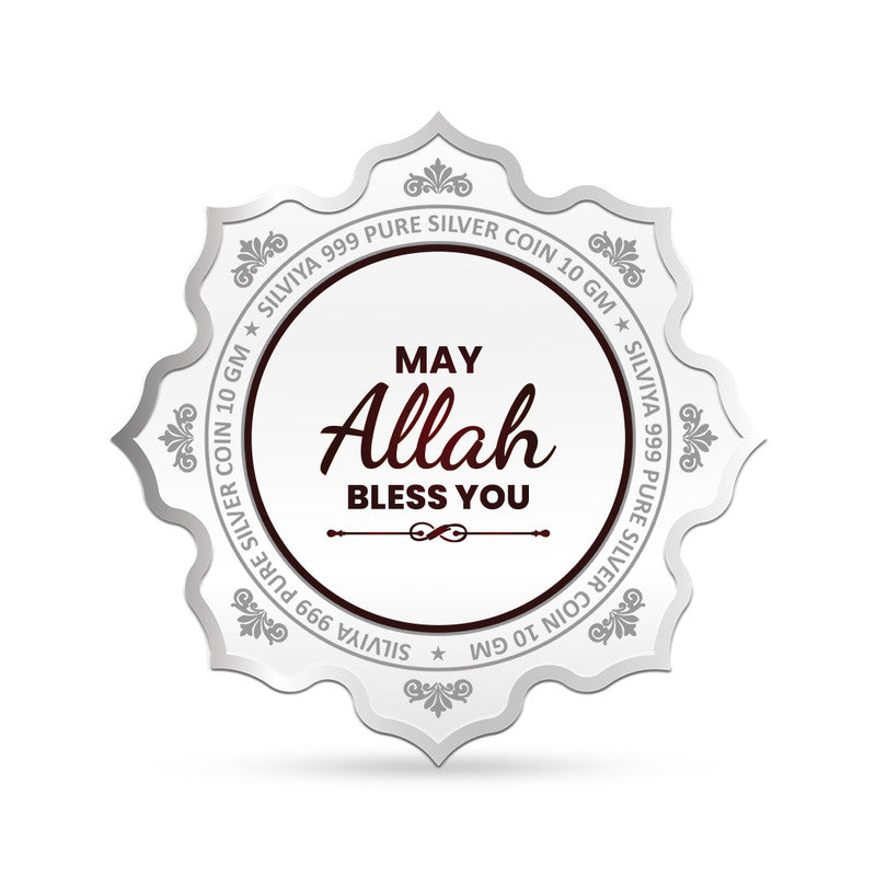 Eid Mubarak 999 Silver Coin Lotus Frame backside