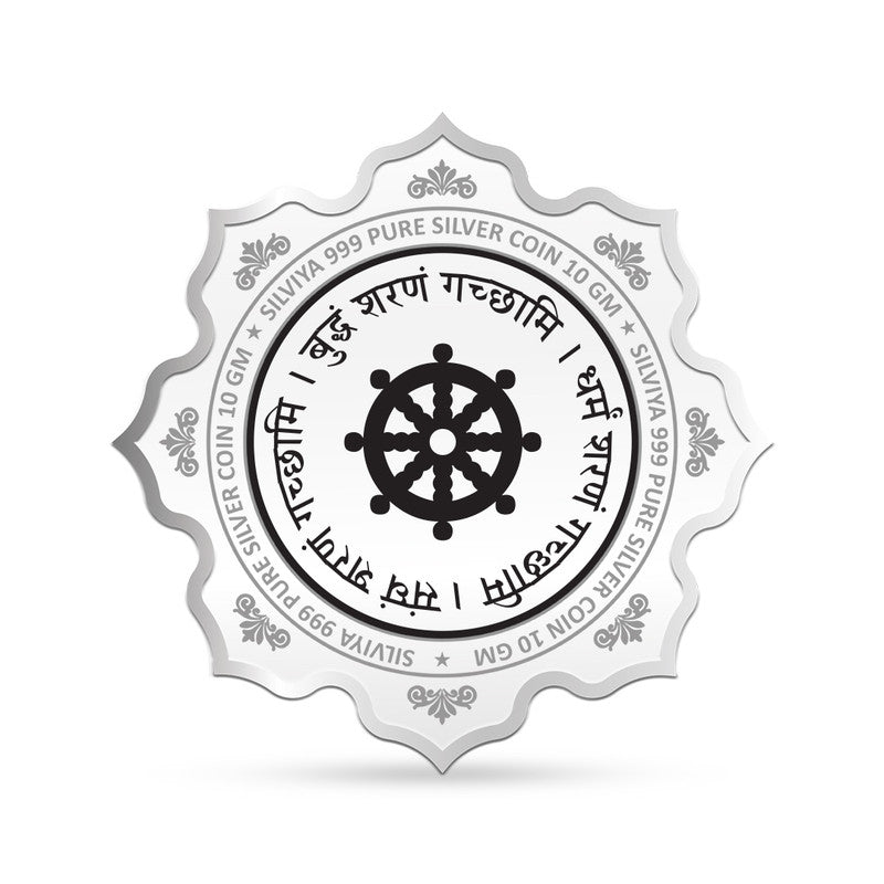 Bhagwan Buddha 999 Pure Silver Coin Lotus Shape