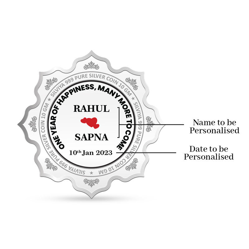 Customized First Anniversary 999 Pure Silver Coin Lotus