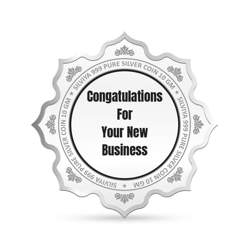 Backside view of lotus-shaped 999 pure silver new office inauguration coin with polished finish.