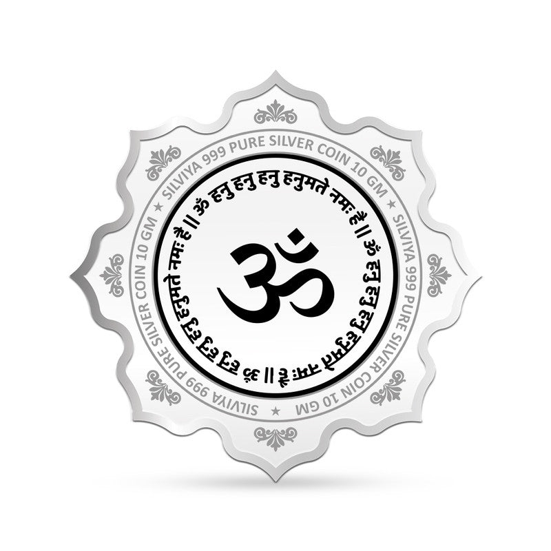 Hanuman Ji 999 Silver Coin Lotus Frame backside