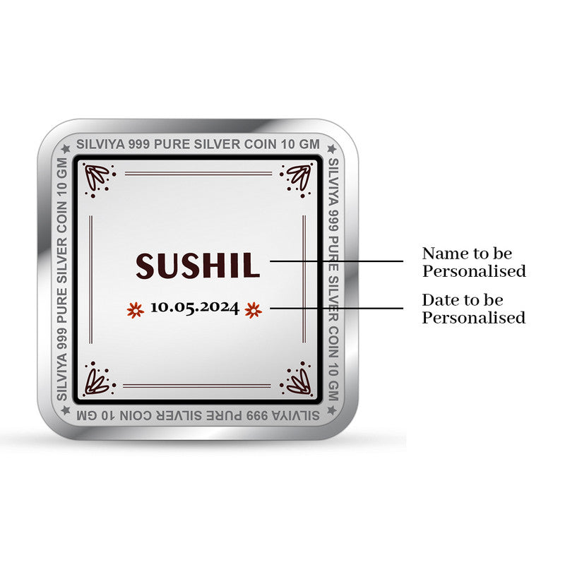 Personalized New Born Baby Boy 999 Pure Silver Coin Square