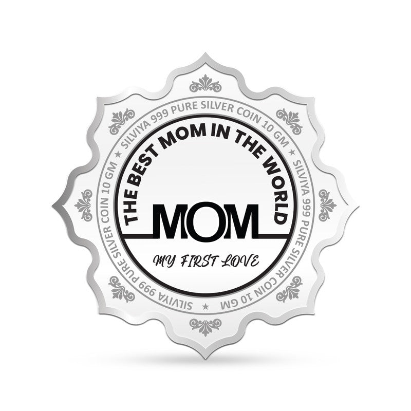 Backside view of lotus-shaped 999 pure silver Mother’s Day gift coin with polished finish.