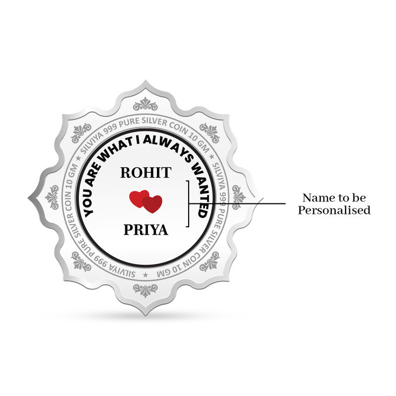 Backside view of lotus-shaped 999 pure silver Forever Together coin with polished finish.