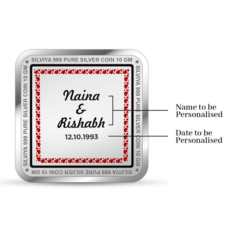 Commitment of Love 999 Pure Silver Square Coin – Design backside