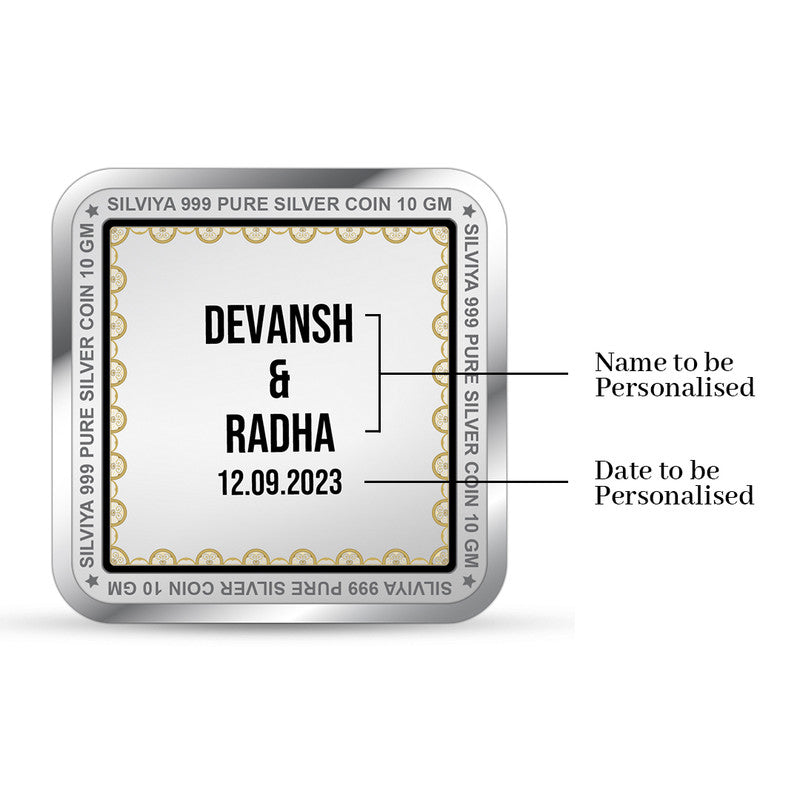 Personalized 999 Pure Silver Square Coin – Design on the backside
