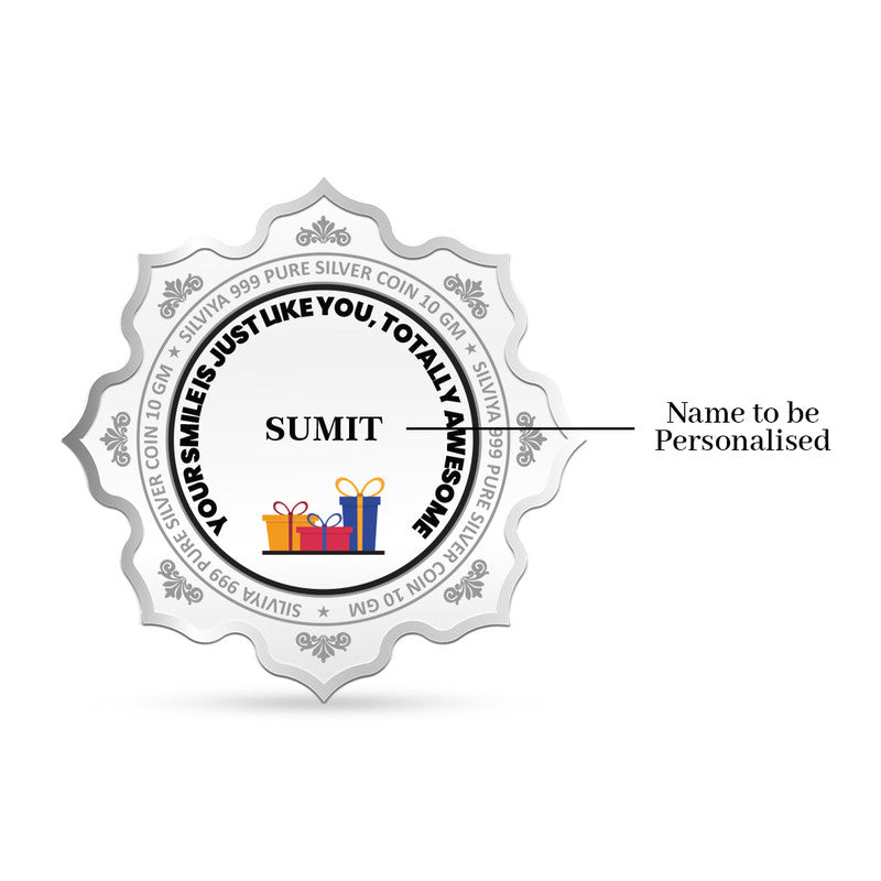 Backside view of lotus-shaped 999 pure silver coin with smooth polished finish.