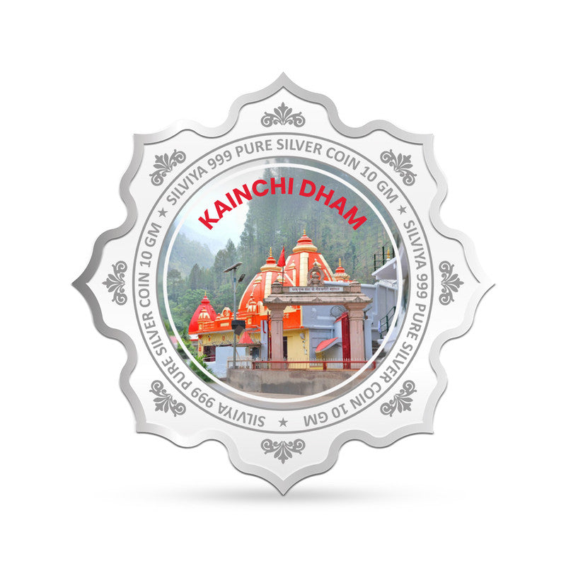 Kainchi Dham Baba 999 Silver Coin Lotus Frame backside