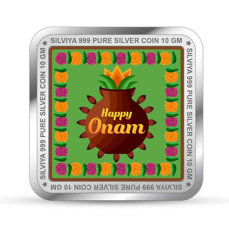 Onam Festival 999 Silver Coin Square Frame backside