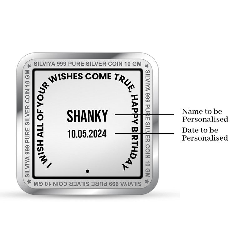Personalized 999 Pure Silver Birthday Coin Gift Square