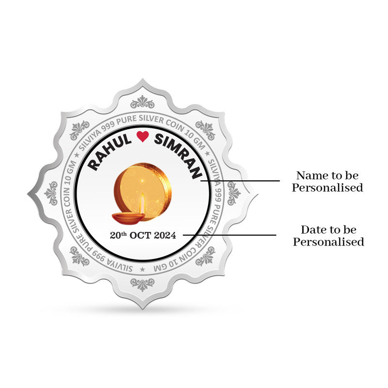 Karva Chauth 999 Pure Silver Lotus Coin – Design backside