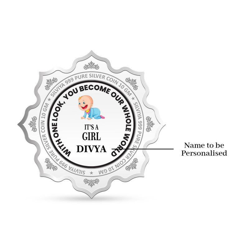 Customized New Born Baby Boy 999 Pure Silver Coin Lotus