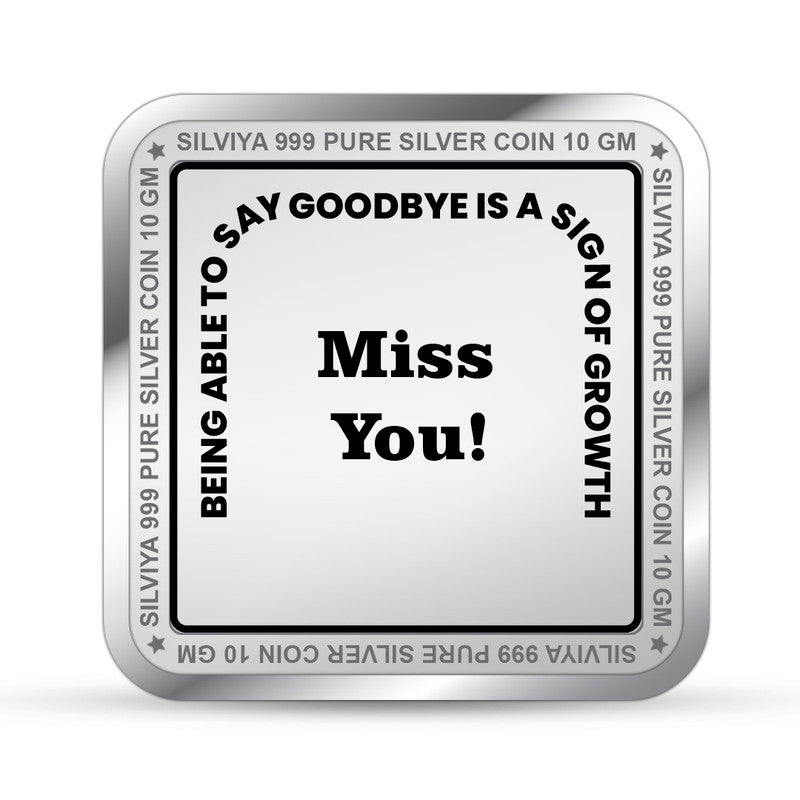 Backside view of square 999 pure silver coin with polished finish