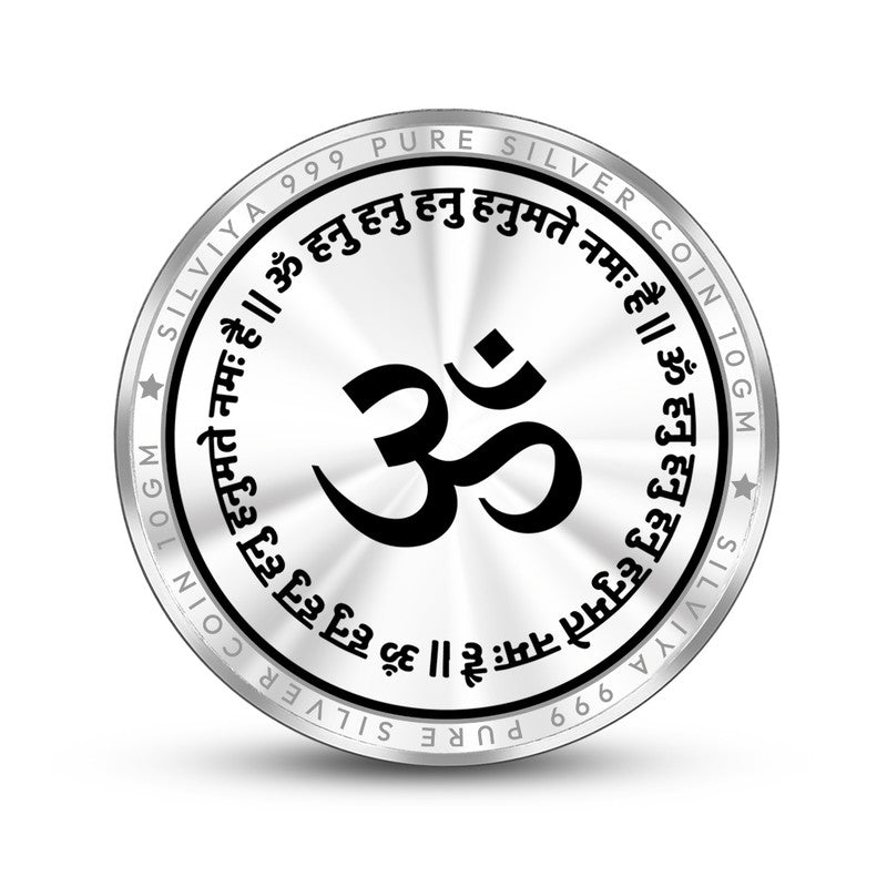 999 Pure Silver Hanuman Ji Round Coin – Engraved Design backside