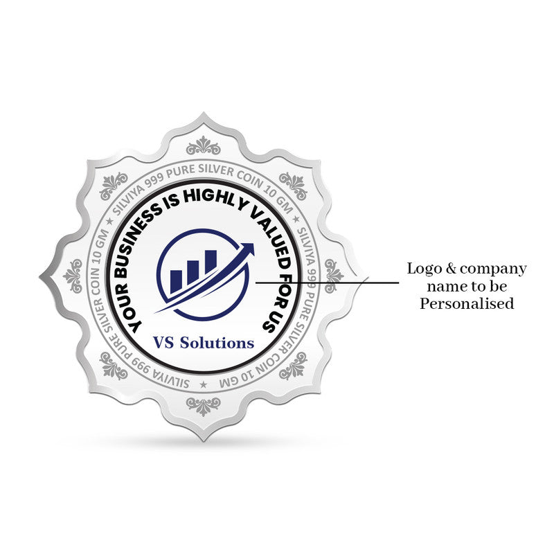 Backside view of lotus-shaped 999 pure silver coin with polished finish.