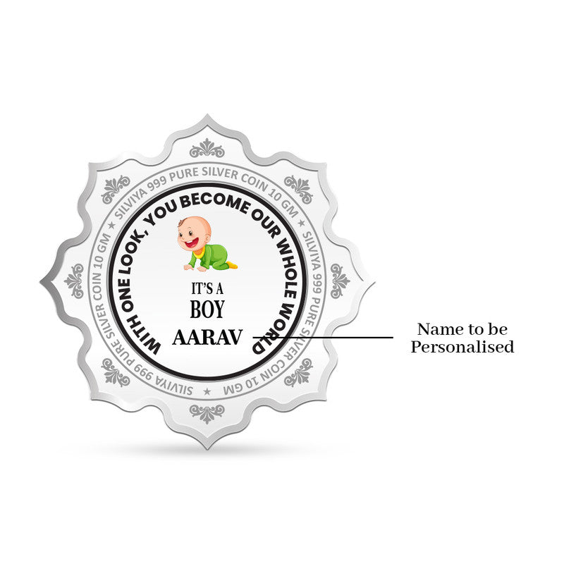 Customized Newborn Baby Boy 999 Pure Silver Coin Lotus