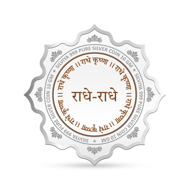 Radhey Krishna 999 Pure Silver Coin Lotus Shape