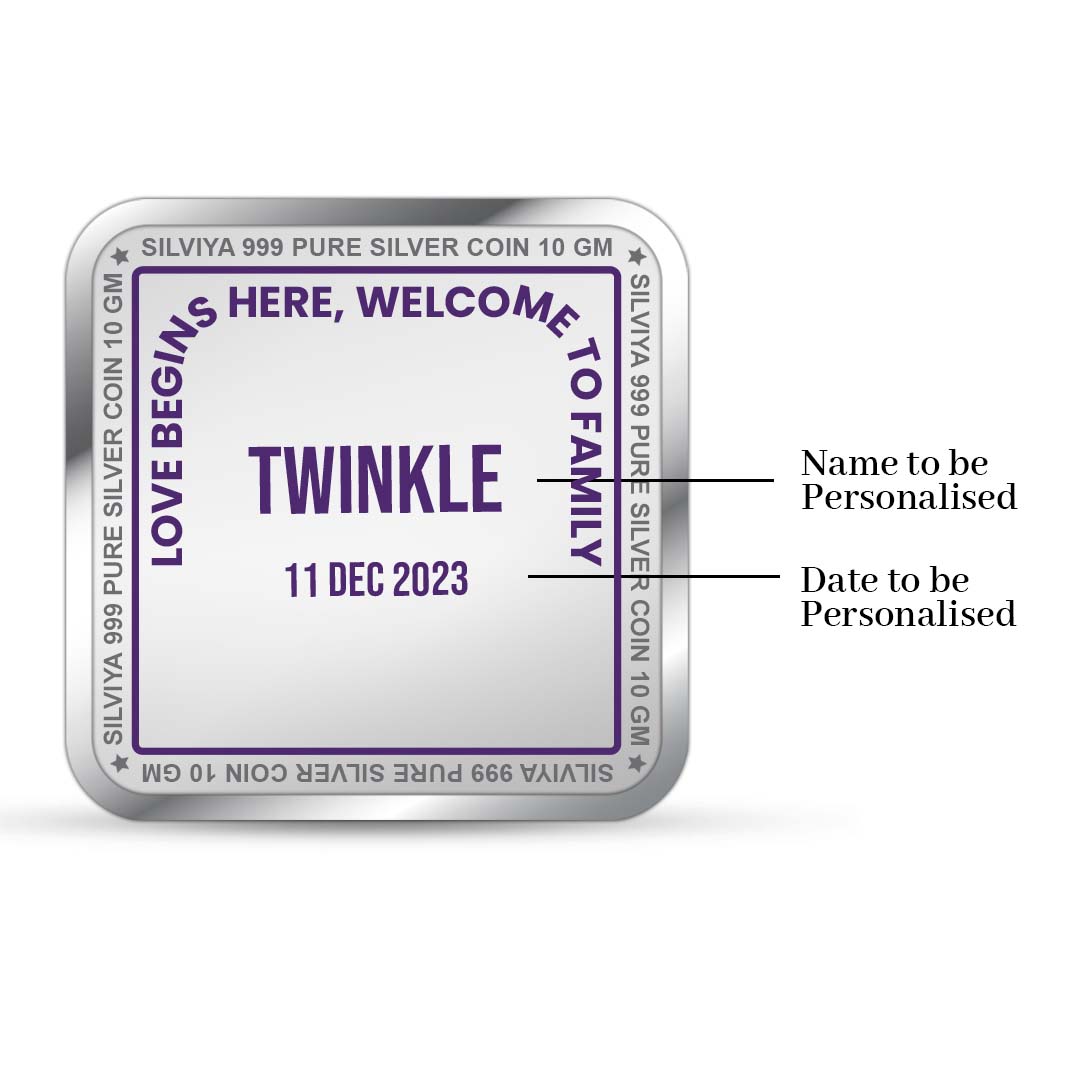 Personalized New Bride Welcome 999 Pure Silver Coin Square