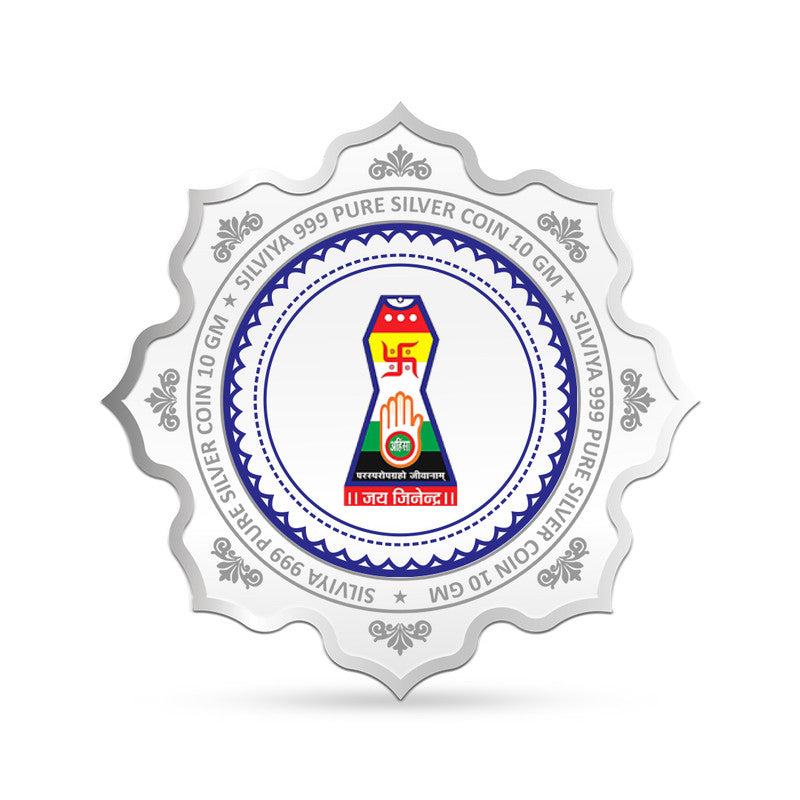 Mahavir Swami Ji 999 Silver Coin Lotus Frame backside
