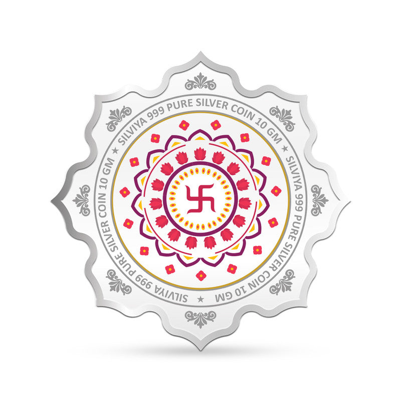 Akshaya Tritiya 999 Silver Coin Lotus Frame backside