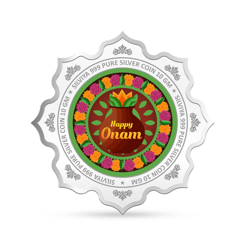 Onam Festival 999 Silver Coin Lotus Frame backside