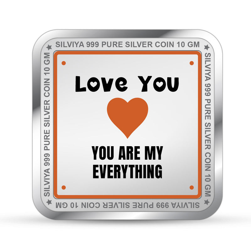 Backside view of square 999 pure silver Best Mom and Dad coin with polished finish.