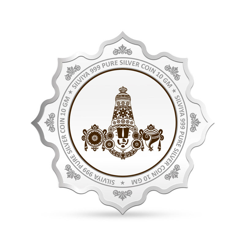 Tirupati Bala Ji Maharaj 999 Pure Silver Coin Lotus Shape