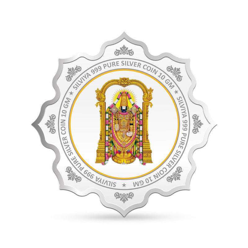 Tirupati Temple Bala Ji 999 Pure Silver Coin Lotus Shape