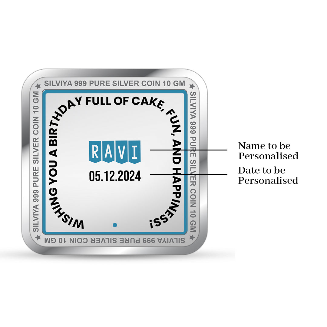 Make Birthdays Special 999 Silver Coin Square Frame backside