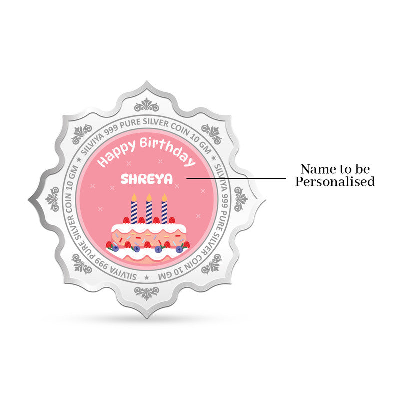 Backside view of lotus-shaped 999 pure silver coin with polished finish.