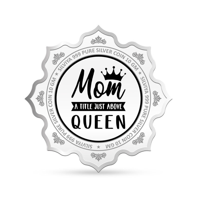 Backside view of lotus-shaped 999 pure silver Mother’s Day coin with polished finish.