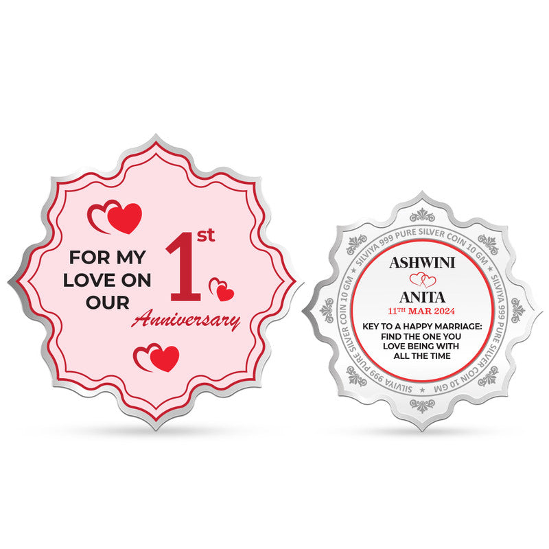 Customized Anniversary Unique 999 Pure Silver Coin with Lotus Design and Couple Photo